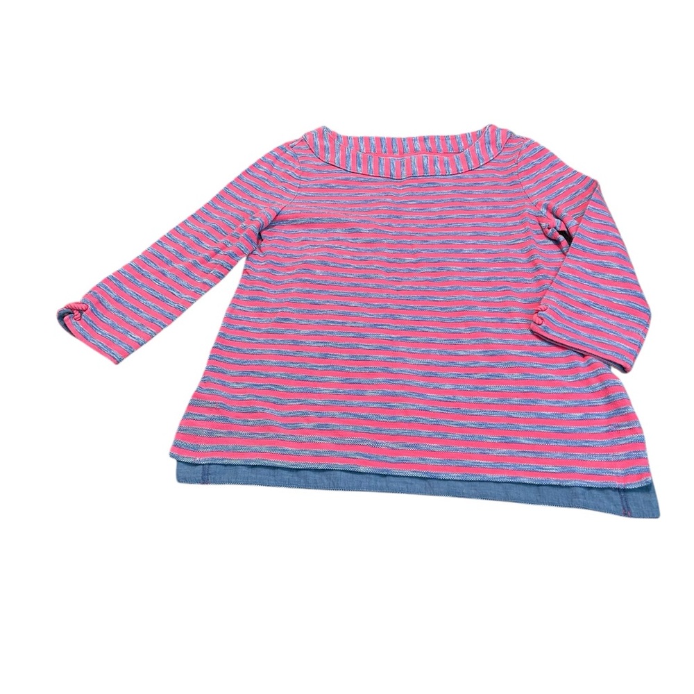TALBOTS pink and blue striped top